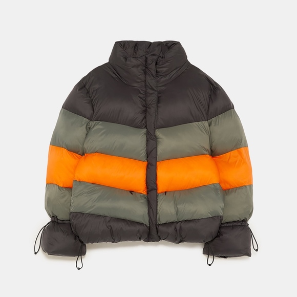 zara block color puffer jacket